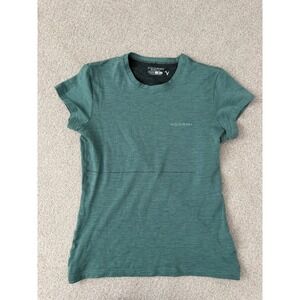 VOORMI Womens Wool Blend Short Sleeve Tech Tee Green Size Medium Made in USA